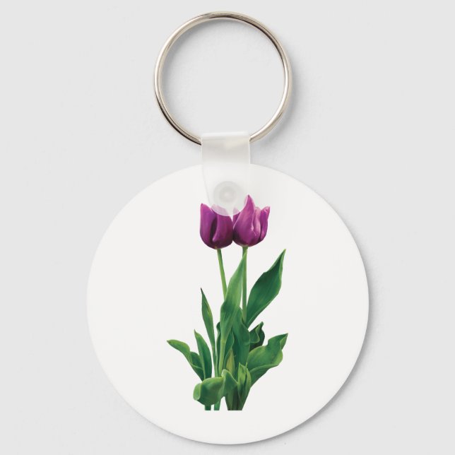 Two Purple Tulips Key Ring (Front)