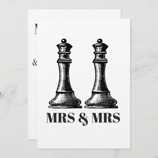 Two Queens Lesbian Wedding Invitation (Front/Back)