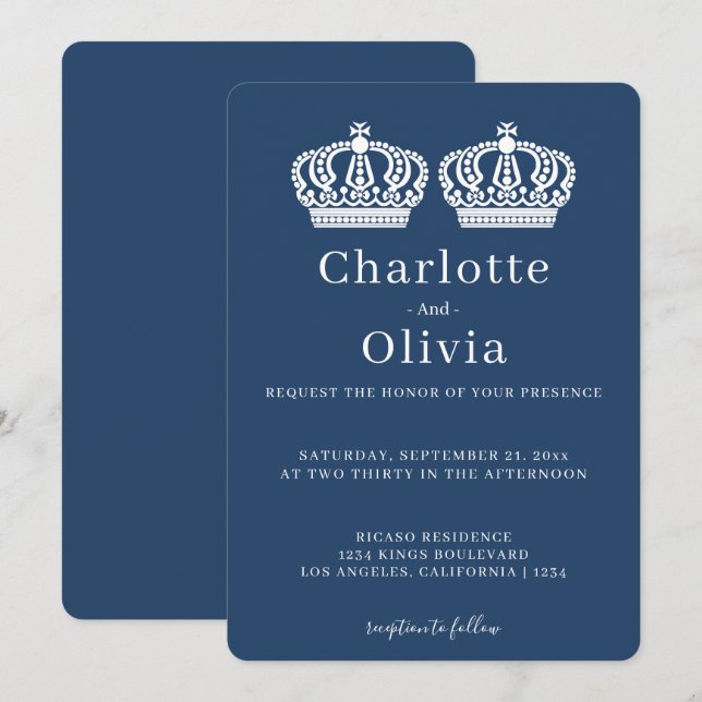Two Queens Make A Pair Crown Themed Gay Wedding (Front/Back)