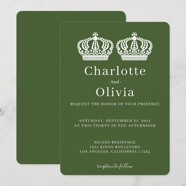 Two Queens Make A Pair Crown Themed Gay Wedding (Front/Back)