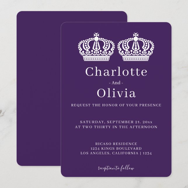 Two Queens Make A Pair Crown Themed Gay Wedding (Front/Back)