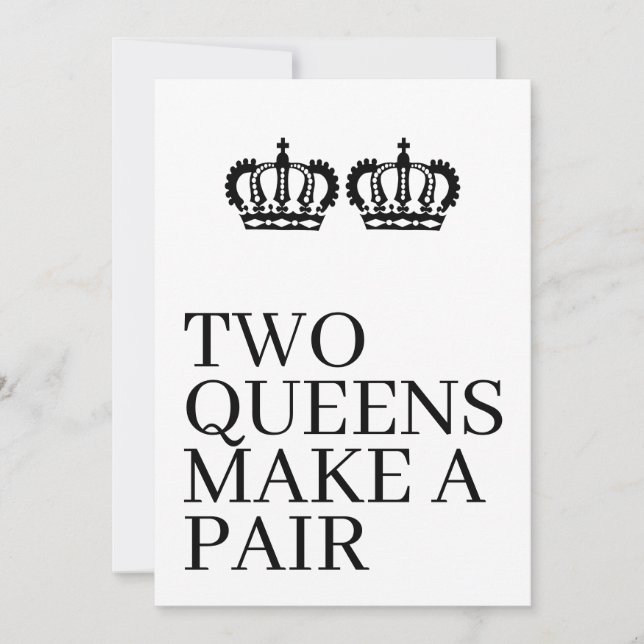Two Queens Make A Pair Gay Lesbian Wedding Announcement (Front)
