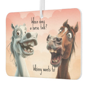 Two Quirky Horse Joke Black Pink Car Air Freshener