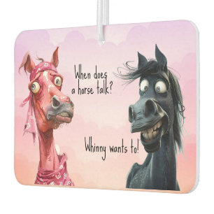 Two Quirky Horse Joke Black Pink Car Air Freshener