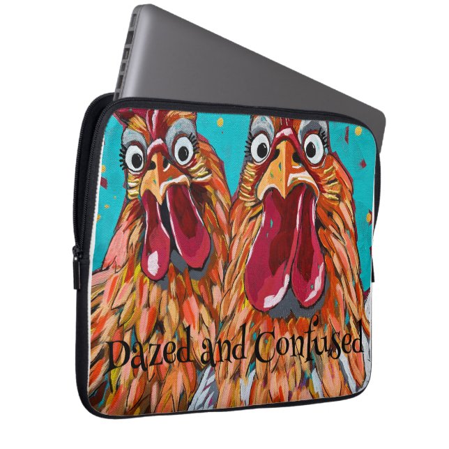 Two Quirky Roosters Laptop Sleeve (Front Right)