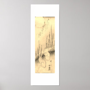 TWO RABBITS & A MOON JAPANESE PRINT