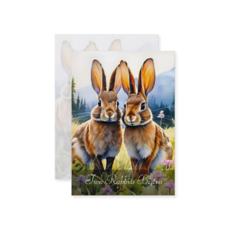 Two Rabbits in a Mountain Meadow Customisable Business Card