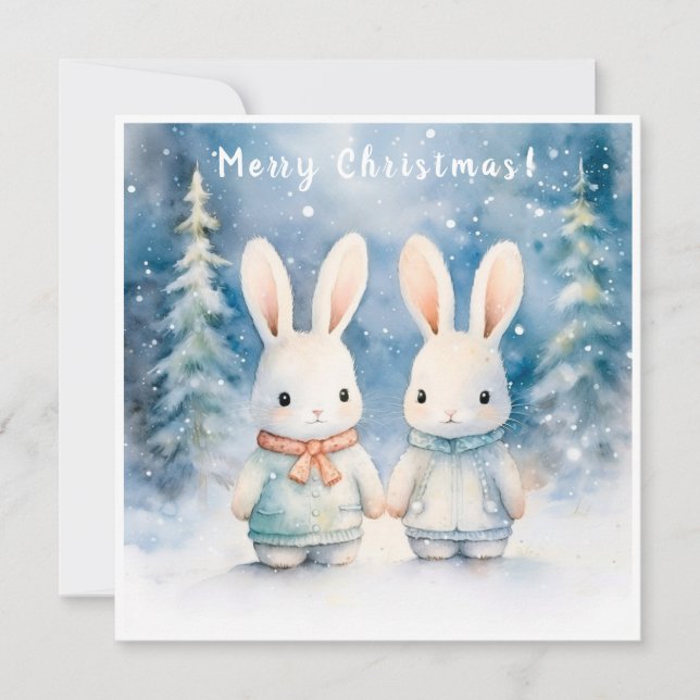 Two rabbits in the Christmas forest (Front)