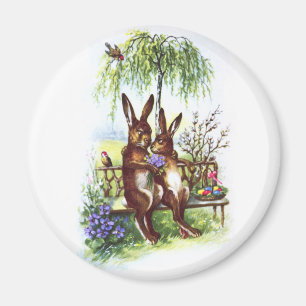Two Rabbits on a Bench Magnet