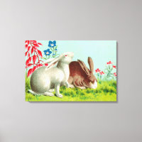 Two rabbits pets vintage art