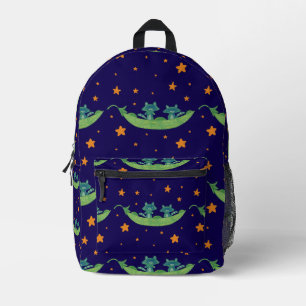 Two Raccoons in a Pea Pod   Whimsical Folk Art Printed Backpack