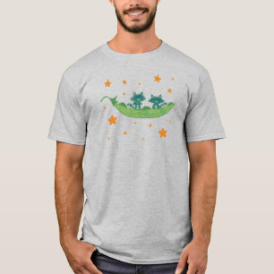 Two Raccoons in a Pea Pod Whimsical Folk Art T-Shirt