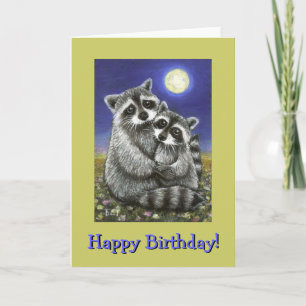 Two raccoons madly in love card