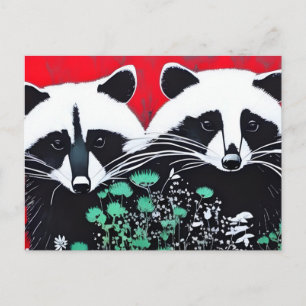 Two Raccoons Postcard