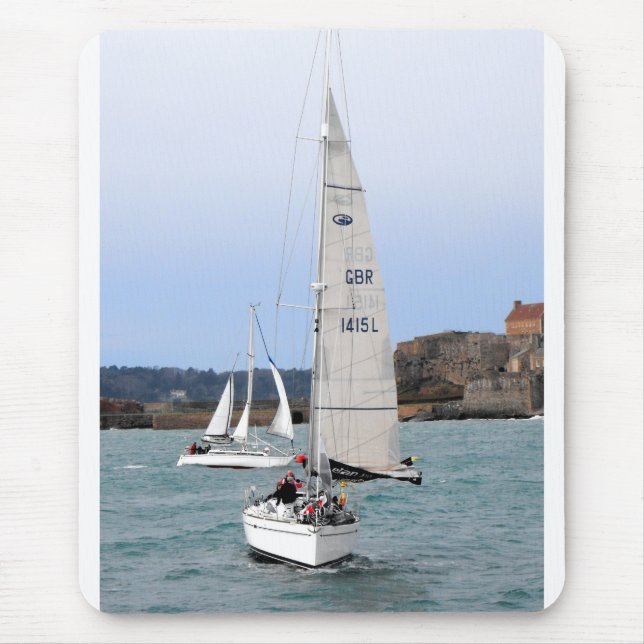 Two racing yachts mouse pad (Front)