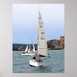 Two racing yachts poster