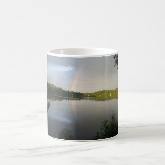 Two Rainbows over pristine lake Mug (Center)