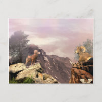 Two Rams in the high country Postcard
