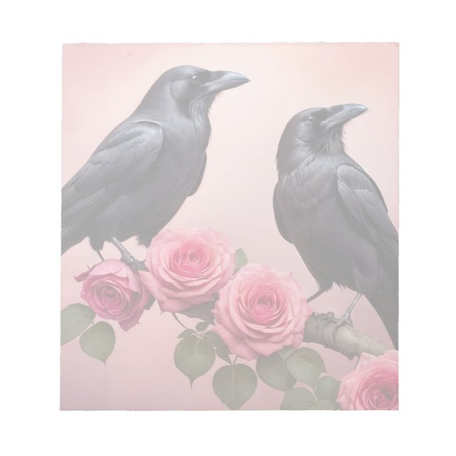 Two Ravens and Roses Notepad (Front)