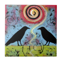 Two Ravens Reflect Ceramic Tile