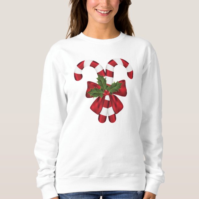 Two Red And White Festive Candy Canes Sweatshirt (Front)