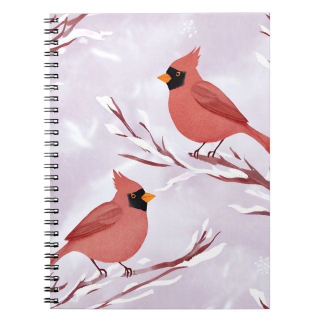 Two Red Cardinals | Watercolor Remembrance Notebook (Front)