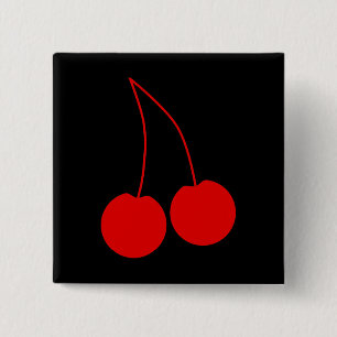 Two Red Cherries. 15 Cm Square Badge