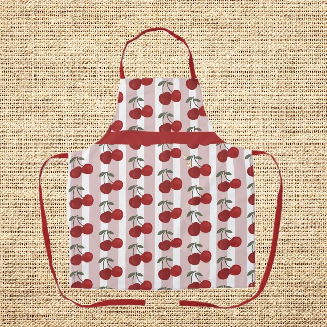 Two Red Cherries Illustration | Cute Fruit Art  Apron (Creator Uploaded)