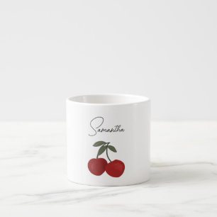 Two Red Cherries Illustration   Cute Fruit Art  Espresso Cup