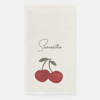 Two Red Cherries Illustration | Cute Fruit Art  Napkin