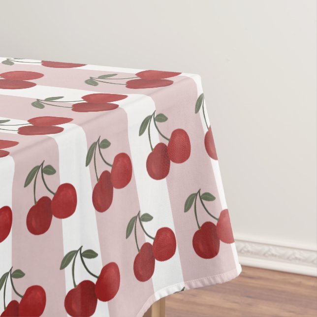 Two Red Cherries Illustration | Cute Fruit Art  Tablecloth (In Situ)