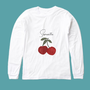 Two Red Cherries Illustration Cute Fruit Art Tri-Blend Shirt