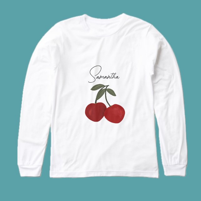 Two Red Cherries Illustration | Cute Fruit Art  Tri-Blend Shirt (Creator Uploaded)