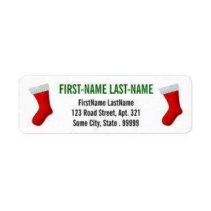 Two Red Christmas Stockings + Custom Contact Info