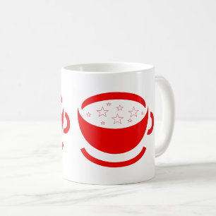 Two red coffee mugs with stars
