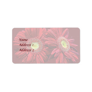 Two Red Daisies Wedding Products Label