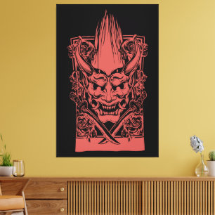 Two Red Demons with Swords Canvas Print