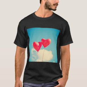 Two Red Heart Balloons Design T-Shirt