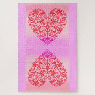 Two red hearts art jigsaw puzzle