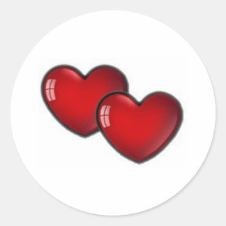 Two Red Hearts Classic Round Sticker