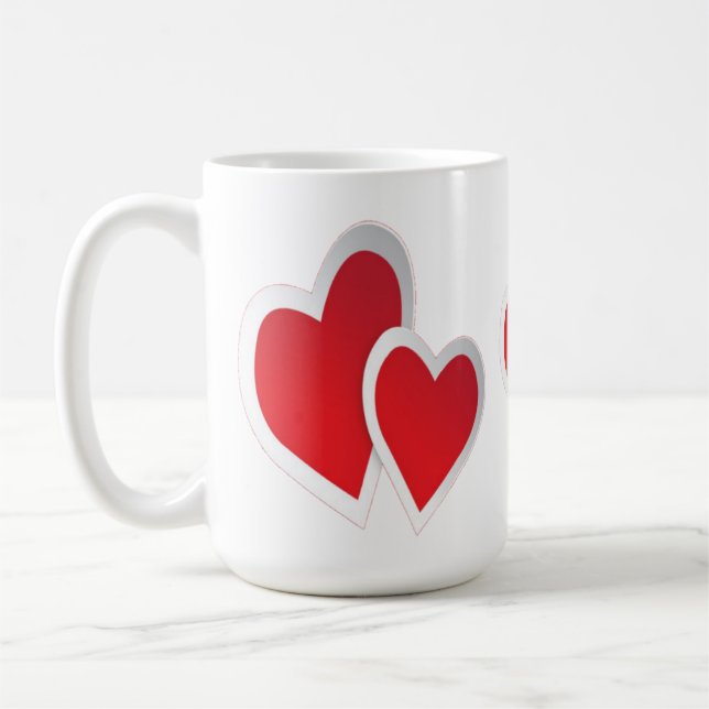 Two Red Hearts Coffee Mug (Left)