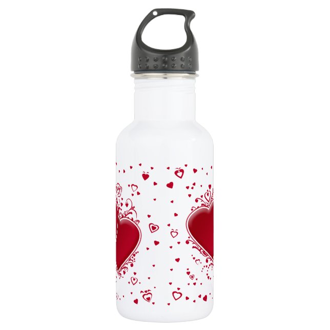 Two Red Hearts For Valentine's Day 532 Ml Water Bottle (Front)