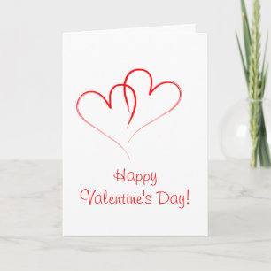 Two red hearts - Happy valentine's day! Holiday Card