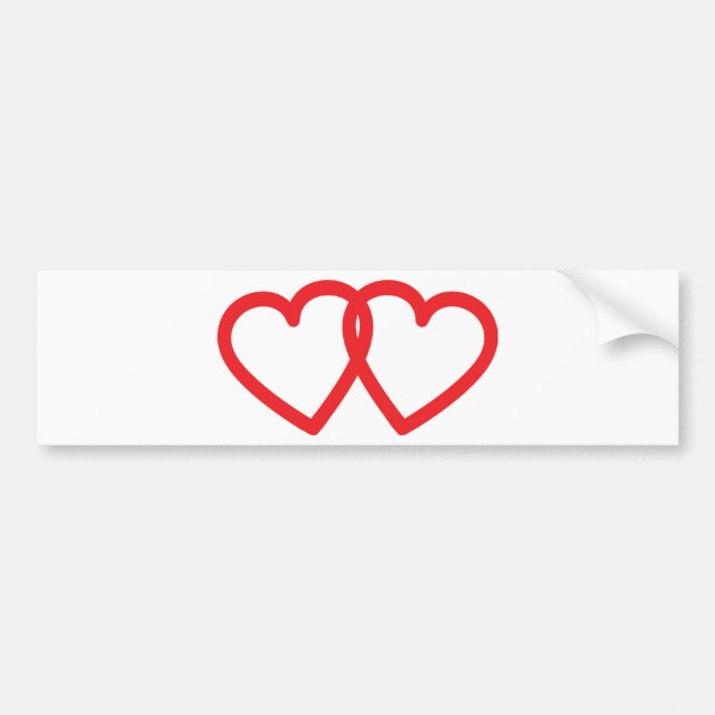 two red hearts icon bumper sticker (Front)