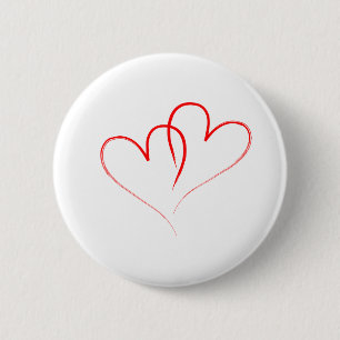 two red hearts intertwined - Valentine 6 Cm Round Badge