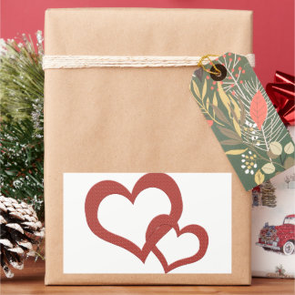 Two Red Hearts Linked Together  Rectangular Sticke Sticker