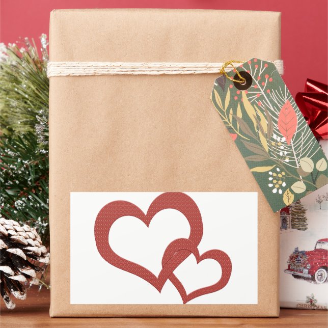 Two Red Hearts Linked Together  Rectangular Sticke Sticker (Holiday)