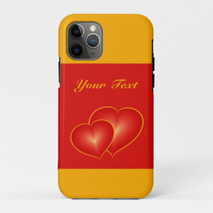 Two Red Hearts, Modern Digital Art Graphic Custom Case-Mate iPhone Case