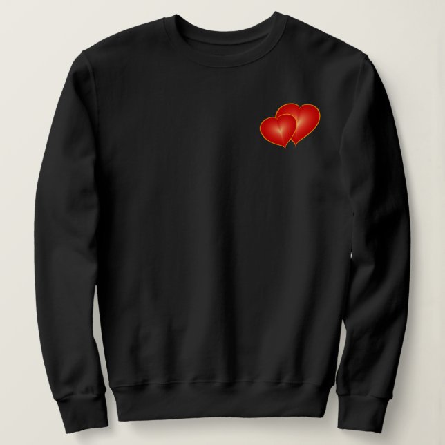 Two Red Hearts, Modern Digital Art Graphic Sweatshirt (Design Front)