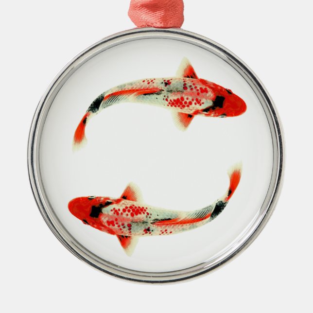 Two Red Koi Metal Tree Decoration (Front)